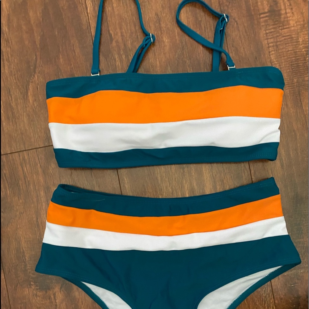 Green & Orange bathing suit
